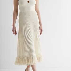 Express Ribbed Halter Fringe Midi Dress